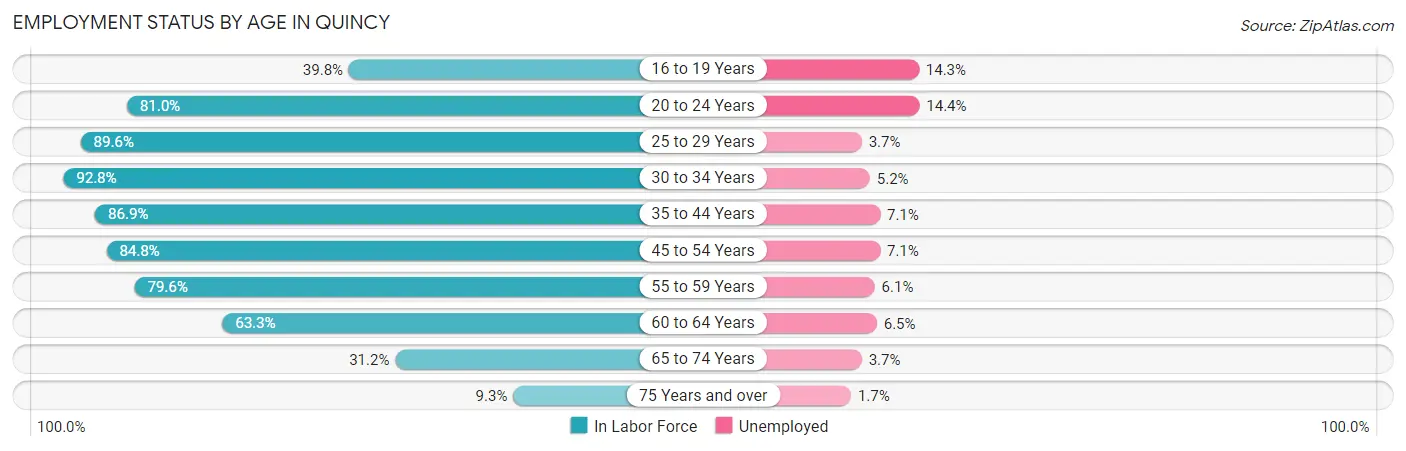 Employment Status by Age in Quincy