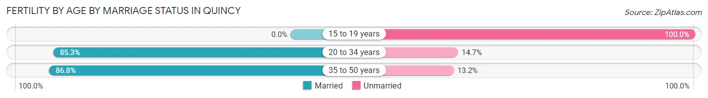 Female Fertility by Age by Marriage Status in Quincy