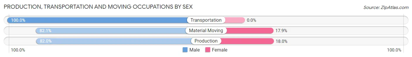 Production, Transportation and Moving Occupations by Sex in Raynham Center