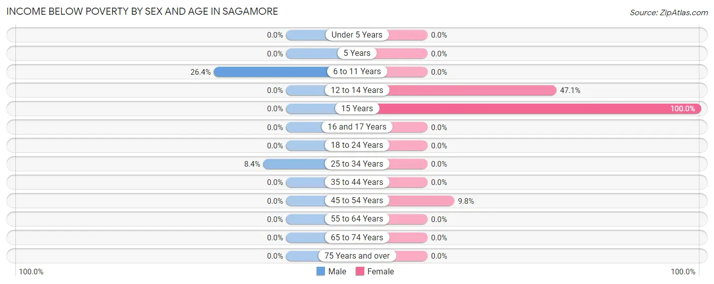 Income Below Poverty by Sex and Age in Sagamore
