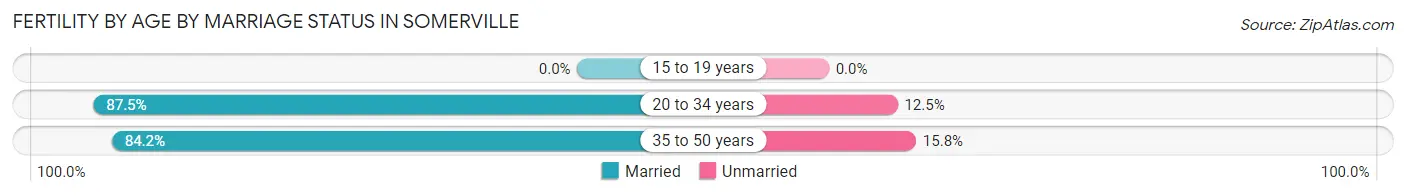 Female Fertility by Age by Marriage Status in Somerville