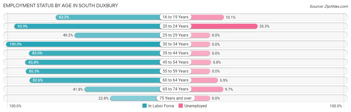 Employment Status by Age in South Duxbury