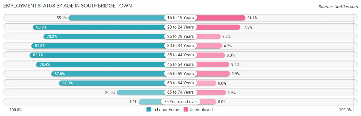 Employment Status by Age in Southbridge Town