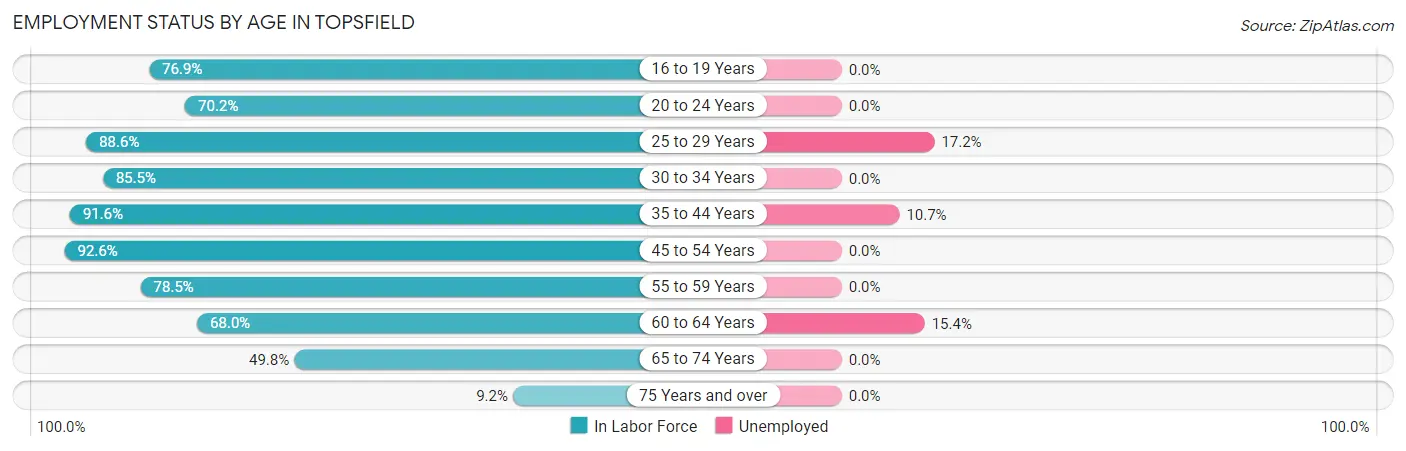 Employment Status by Age in Topsfield