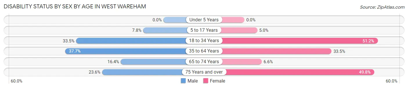 Disability Status by Sex by Age in West Wareham