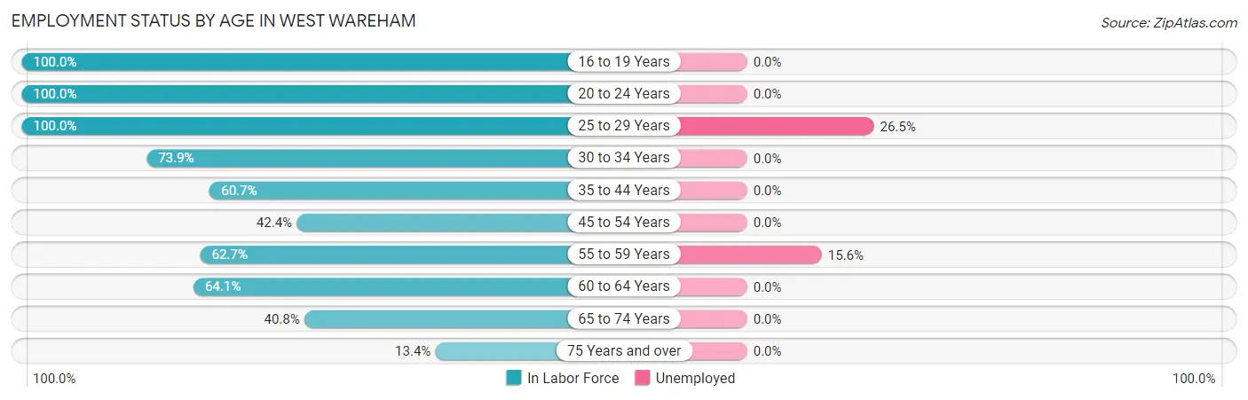Employment Status by Age in West Wareham