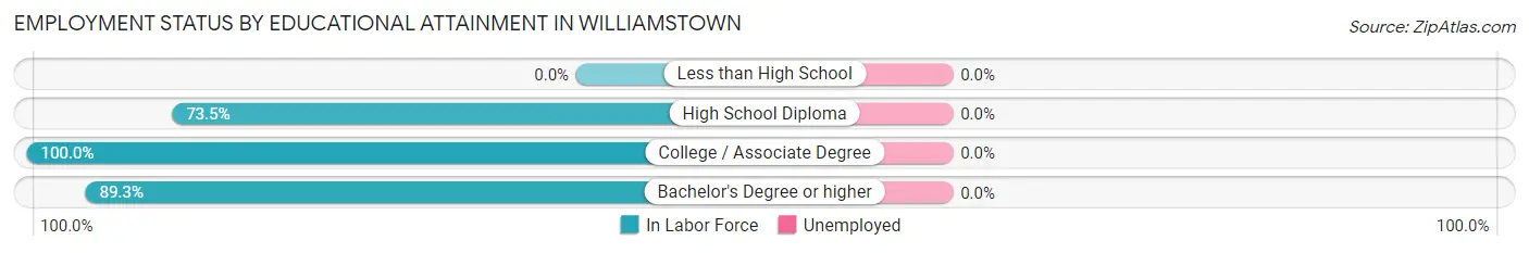 Employment Status by Educational Attainment in Williamstown
