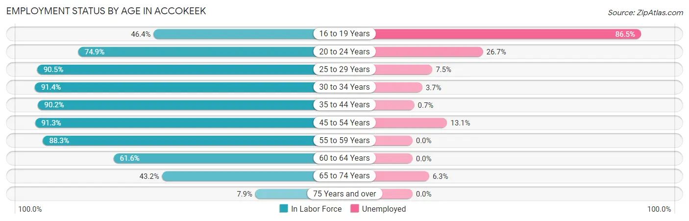 Employment Status by Age in Accokeek
