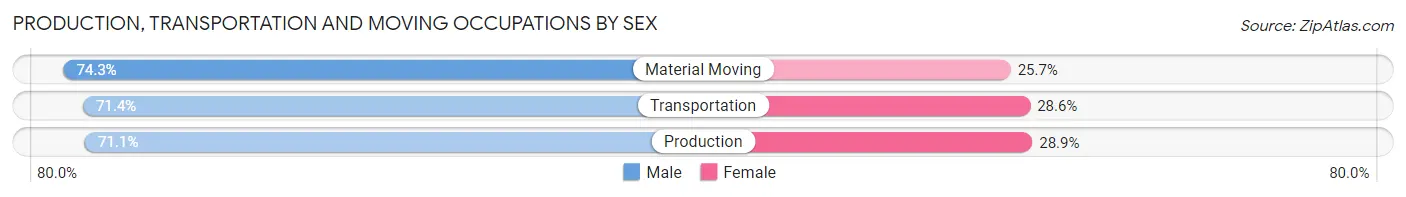 Production, Transportation and Moving Occupations by Sex in Arbutus