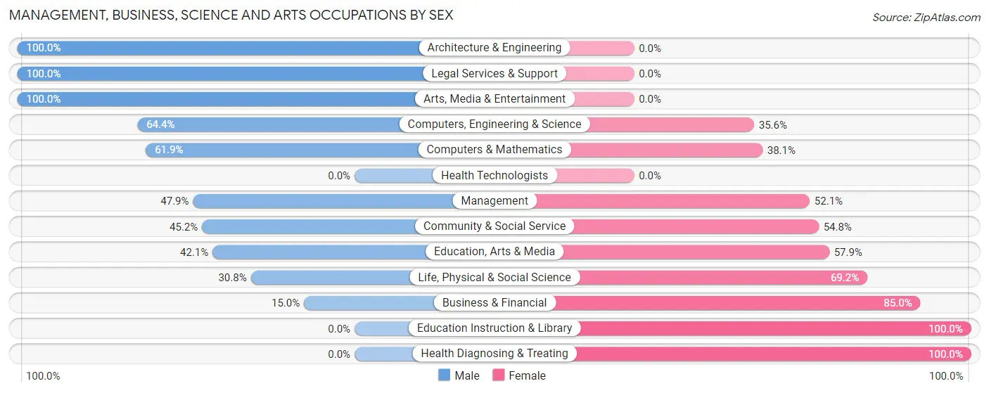 Management, Business, Science and Arts Occupations by Sex in Baden