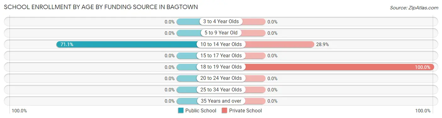 School Enrollment by Age by Funding Source in Bagtown