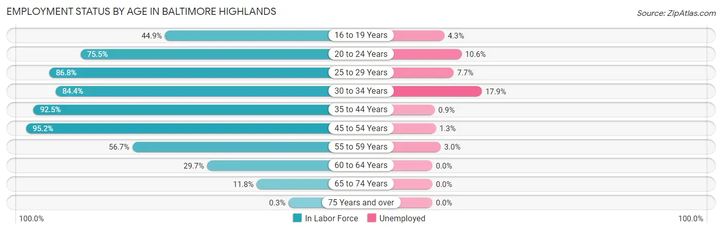 Employment Status by Age in Baltimore Highlands