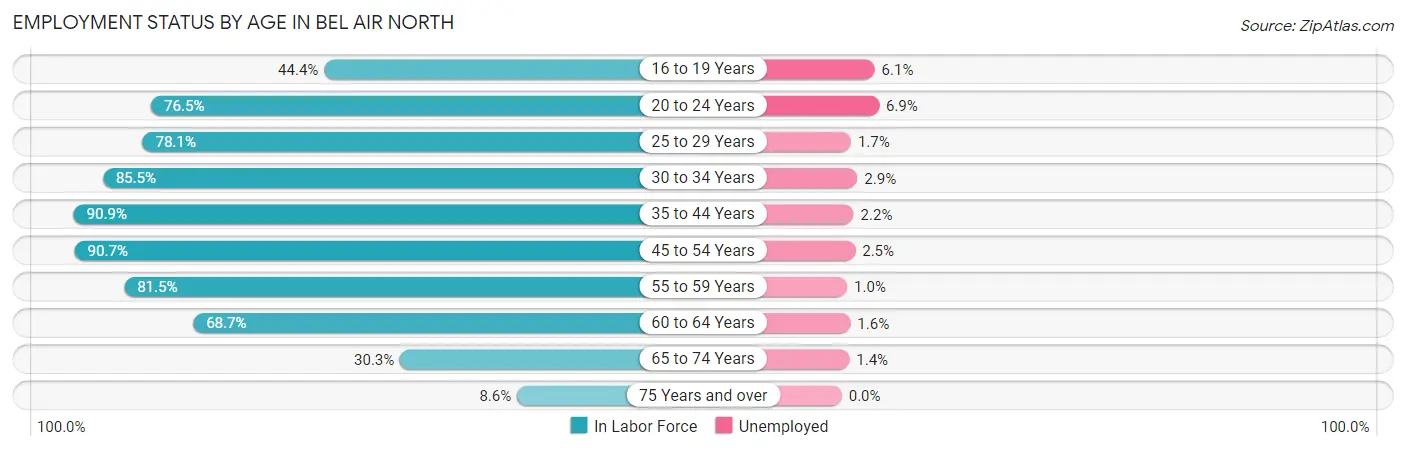 Employment Status by Age in Bel Air North
