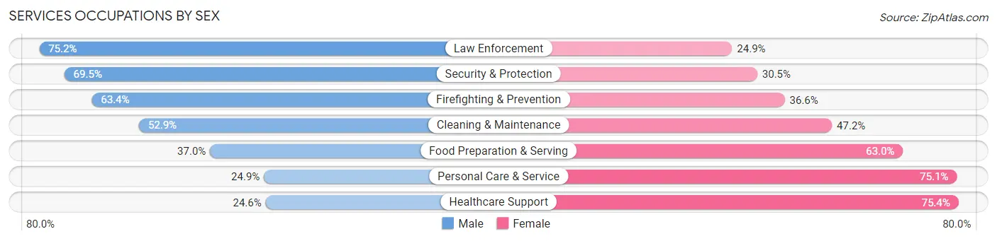 Services Occupations by Sex in Bel Air North