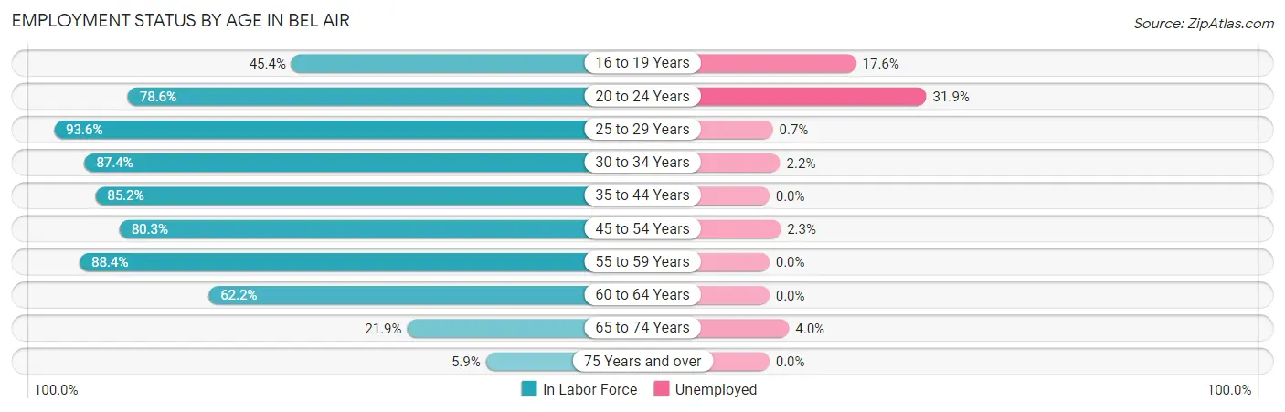 Employment Status by Age in Bel Air