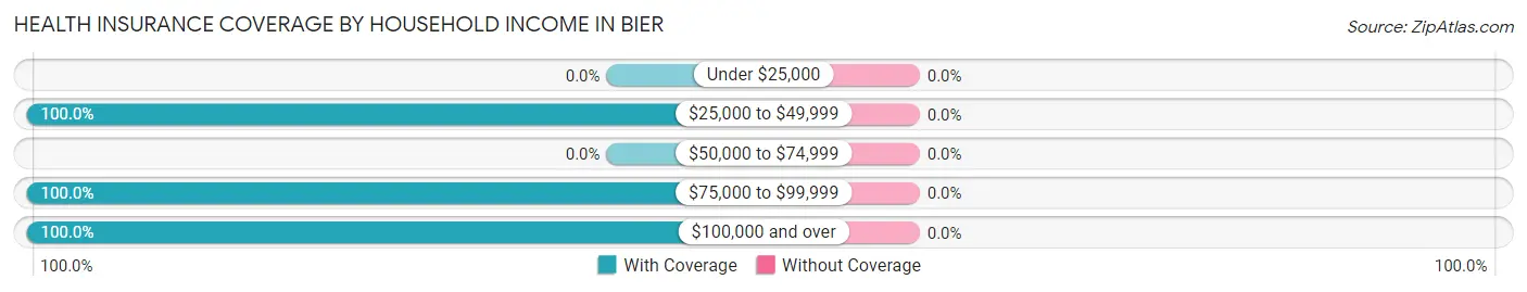 Health Insurance Coverage by Household Income in Bier