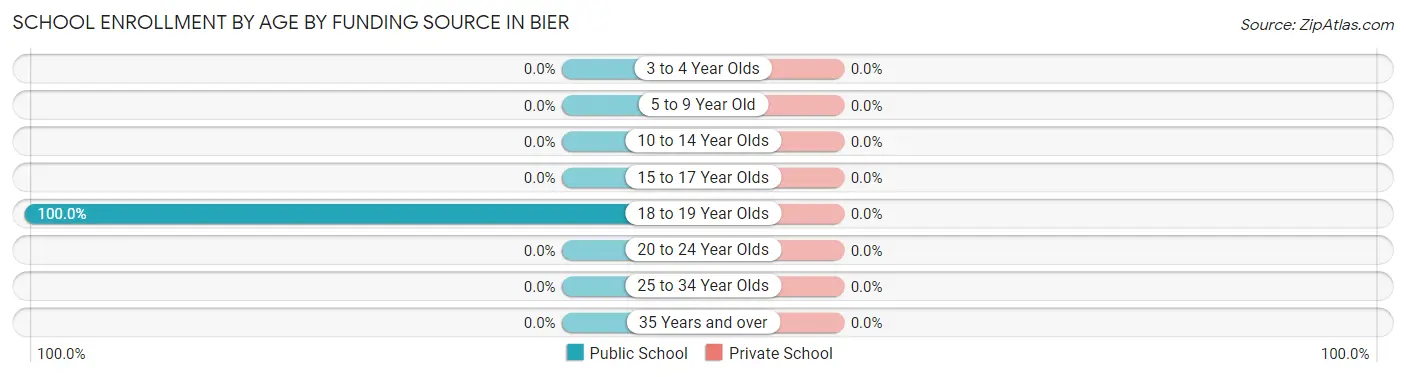 School Enrollment by Age by Funding Source in Bier
