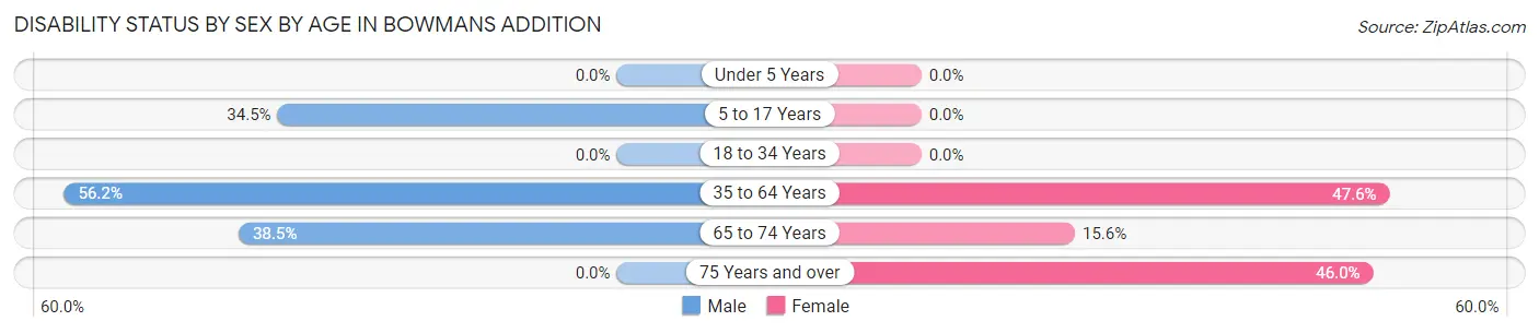 Disability Status by Sex by Age in Bowmans Addition