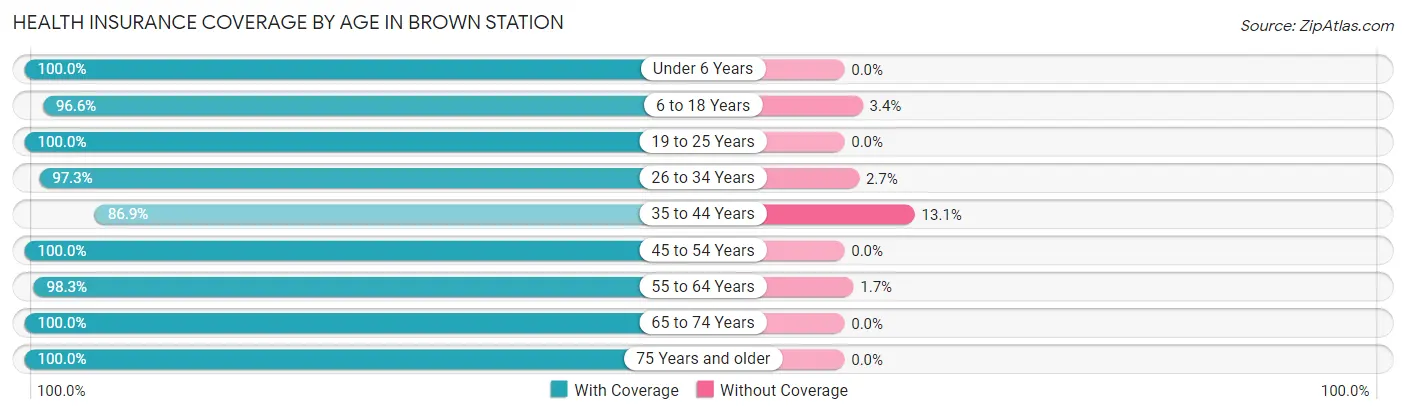 Health Insurance Coverage by Age in Brown Station