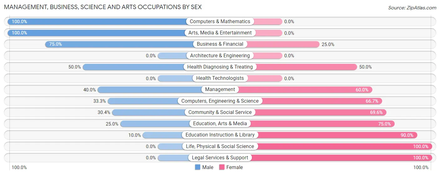 Management, Business, Science and Arts Occupations by Sex in Burkittsville