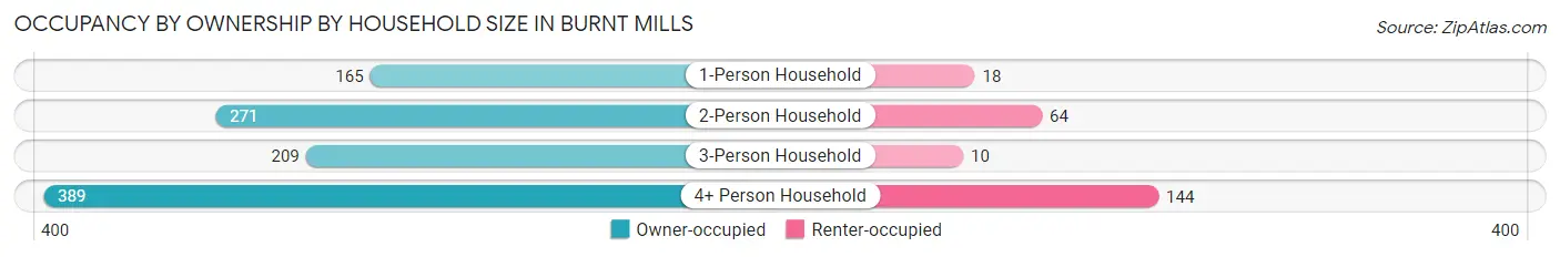 Occupancy by Ownership by Household Size in Burnt Mills