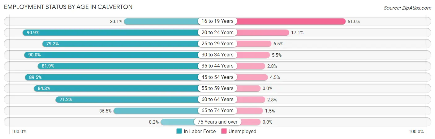 Employment Status by Age in Calverton