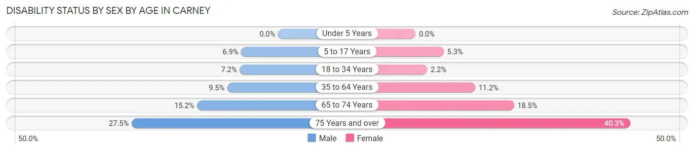 Disability Status by Sex by Age in Carney