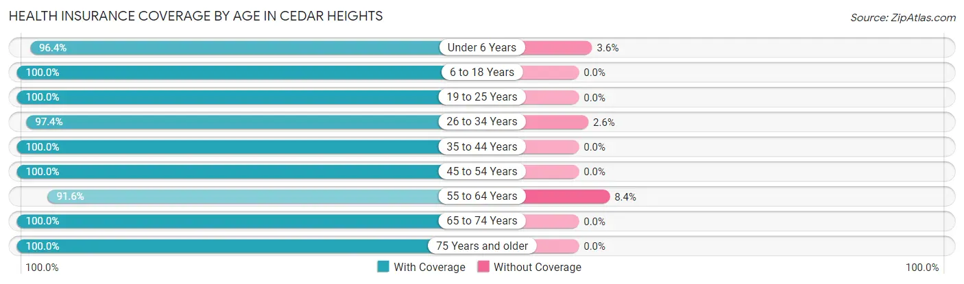 Health Insurance Coverage by Age in Cedar Heights