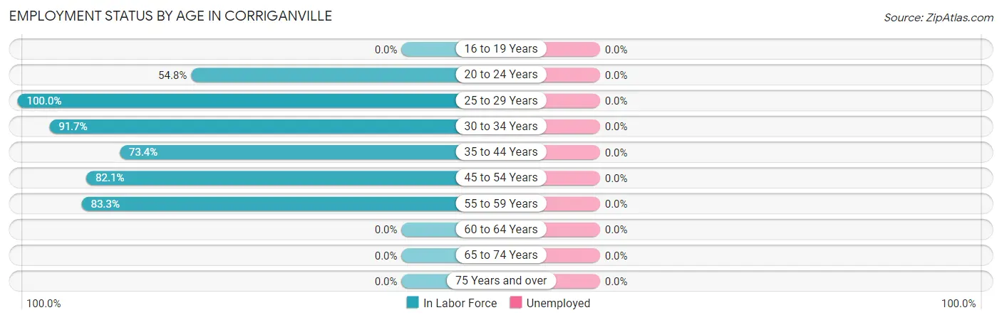 Employment Status by Age in Corriganville
