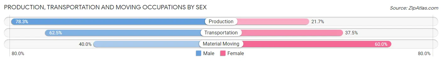 Production, Transportation and Moving Occupations by Sex in Cottage City