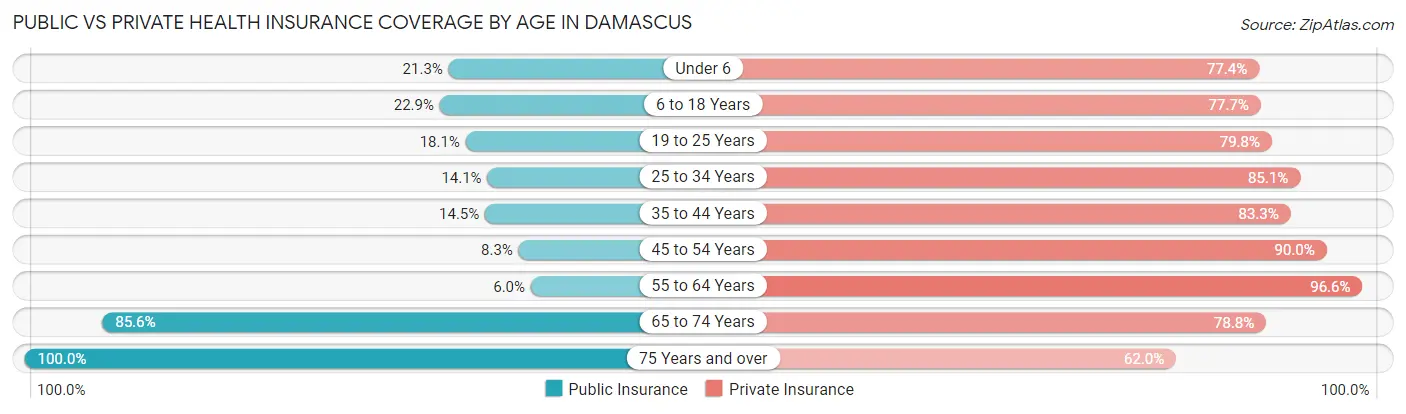 Public vs Private Health Insurance Coverage by Age in Damascus