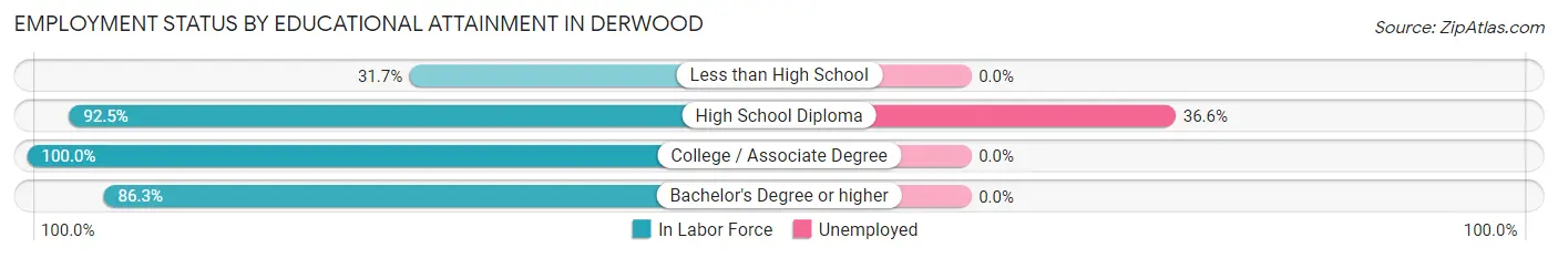 Employment Status by Educational Attainment in Derwood