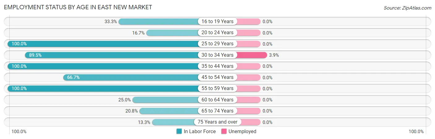 Employment Status by Age in East New Market