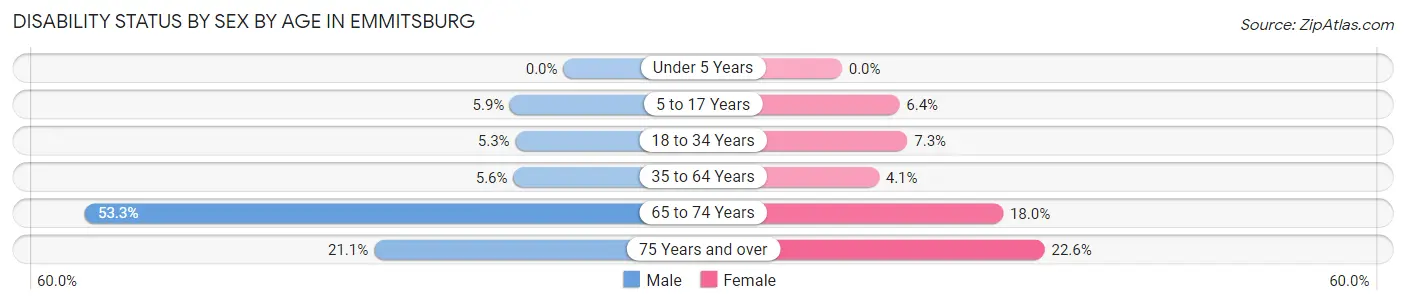 Disability Status by Sex by Age in Emmitsburg