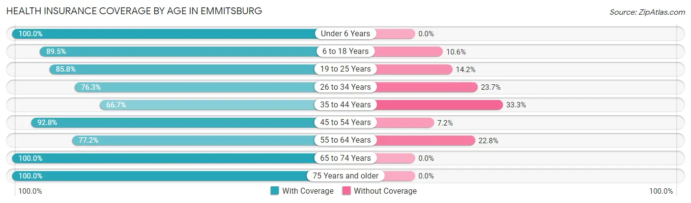Health Insurance Coverage by Age in Emmitsburg