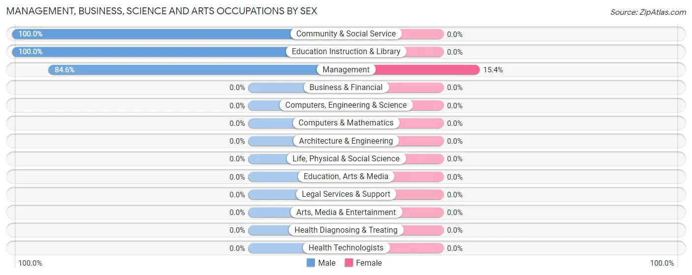 Management, Business, Science and Arts Occupations by Sex in Fairlee