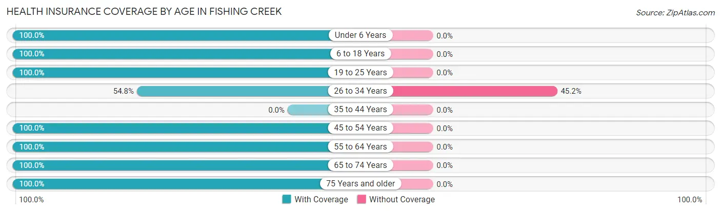 Health Insurance Coverage by Age in Fishing Creek