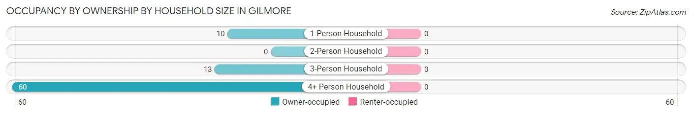 Occupancy by Ownership by Household Size in Gilmore