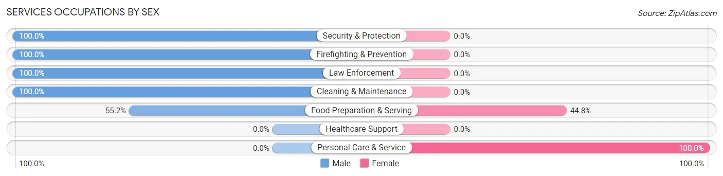 Services Occupations by Sex in Golden Beach