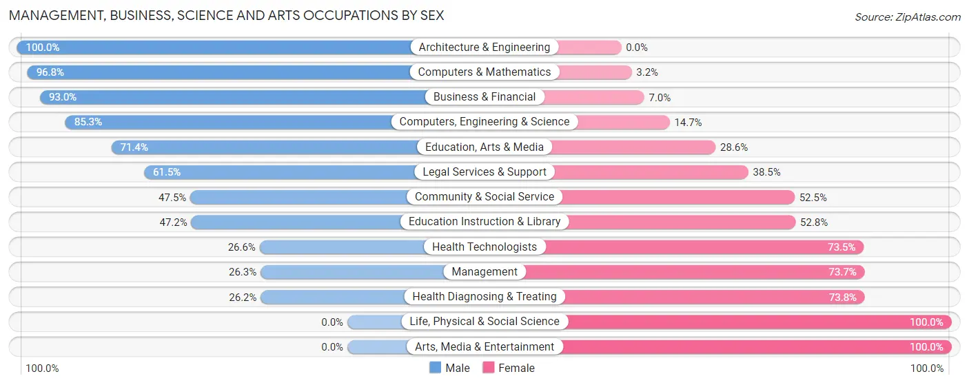 Management, Business, Science and Arts Occupations by Sex in Hillandale