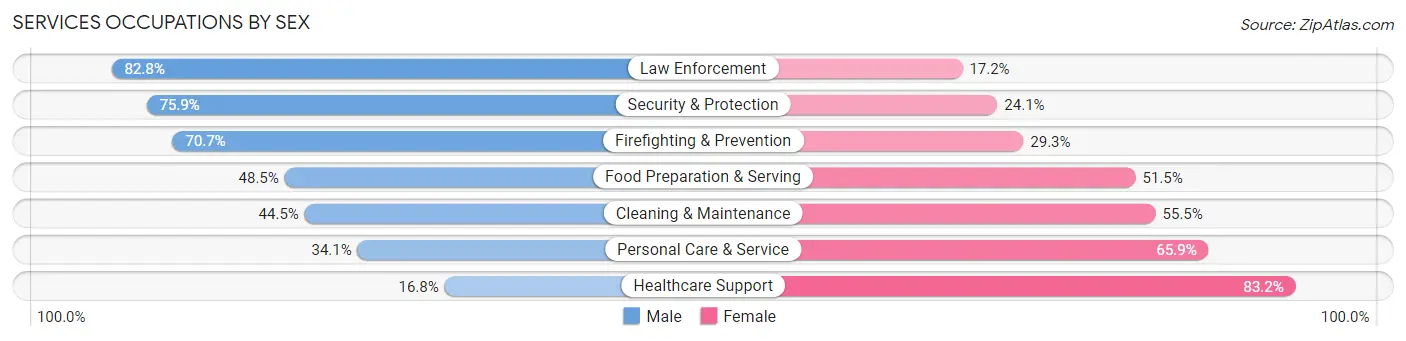 Services Occupations by Sex in Ilchester
