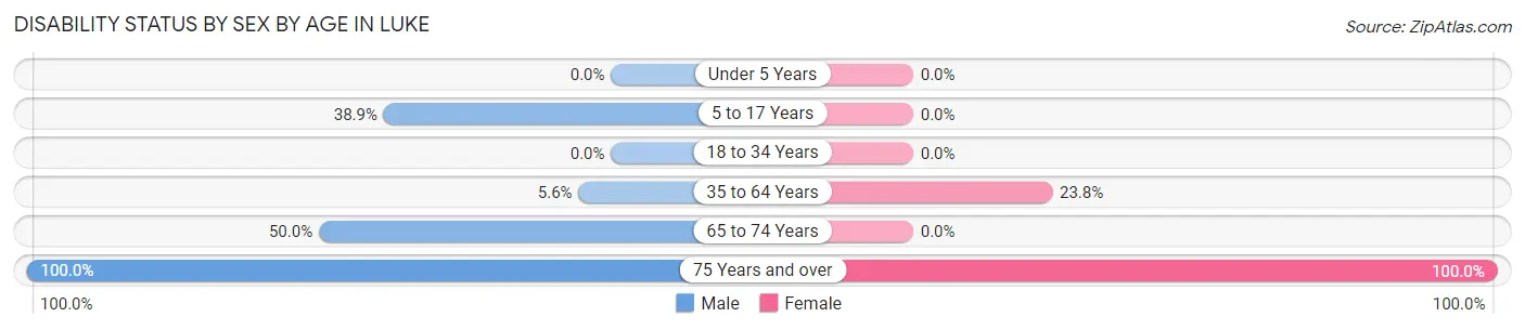 Disability Status by Sex by Age in Luke