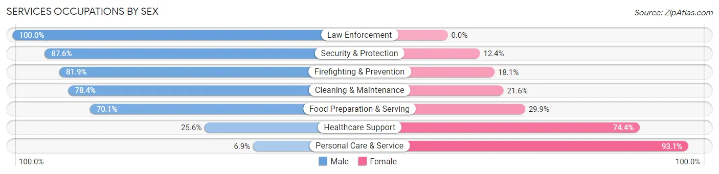Services Occupations by Sex in Marlboro Village