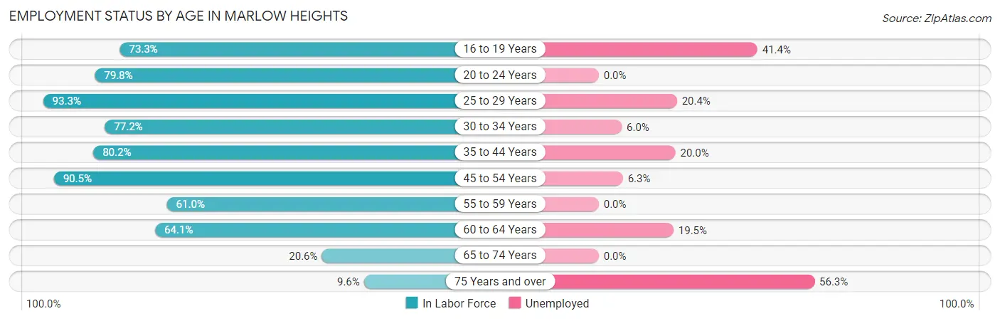 Employment Status by Age in Marlow Heights
