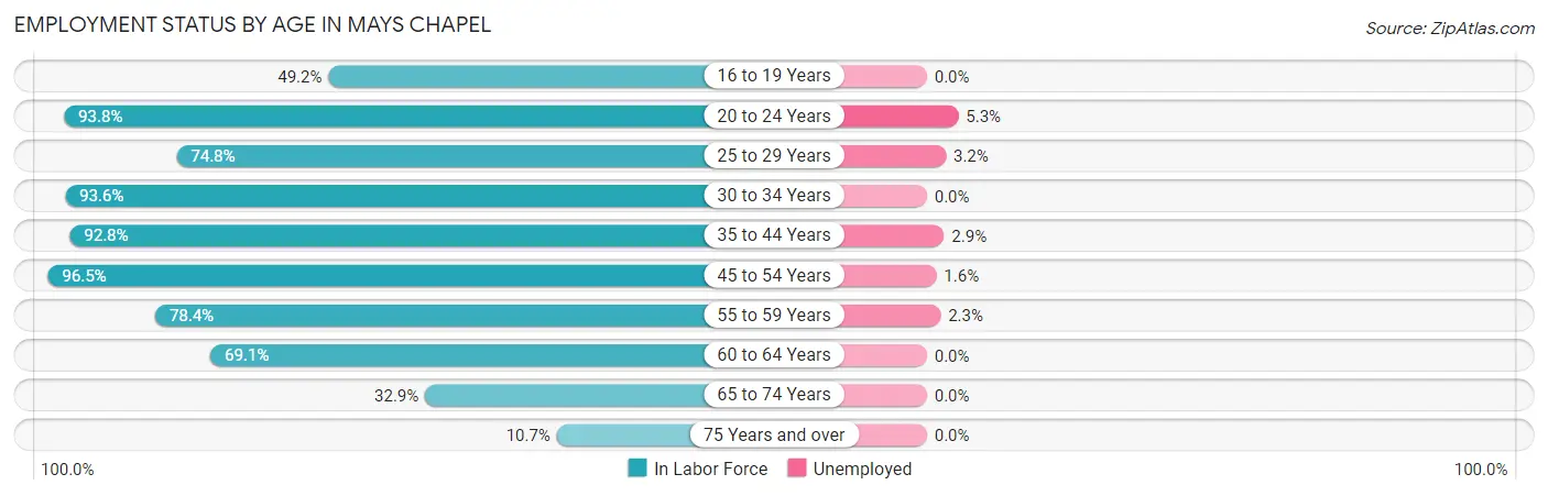 Employment Status by Age in Mays Chapel