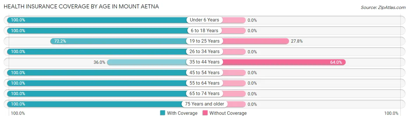 Health Insurance Coverage by Age in Mount Aetna