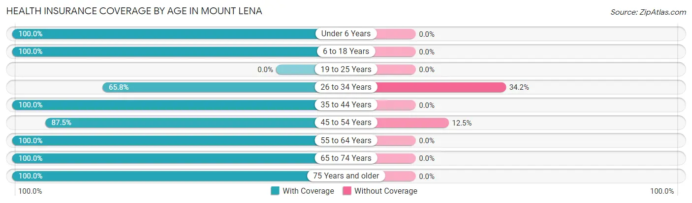 Health Insurance Coverage by Age in Mount Lena