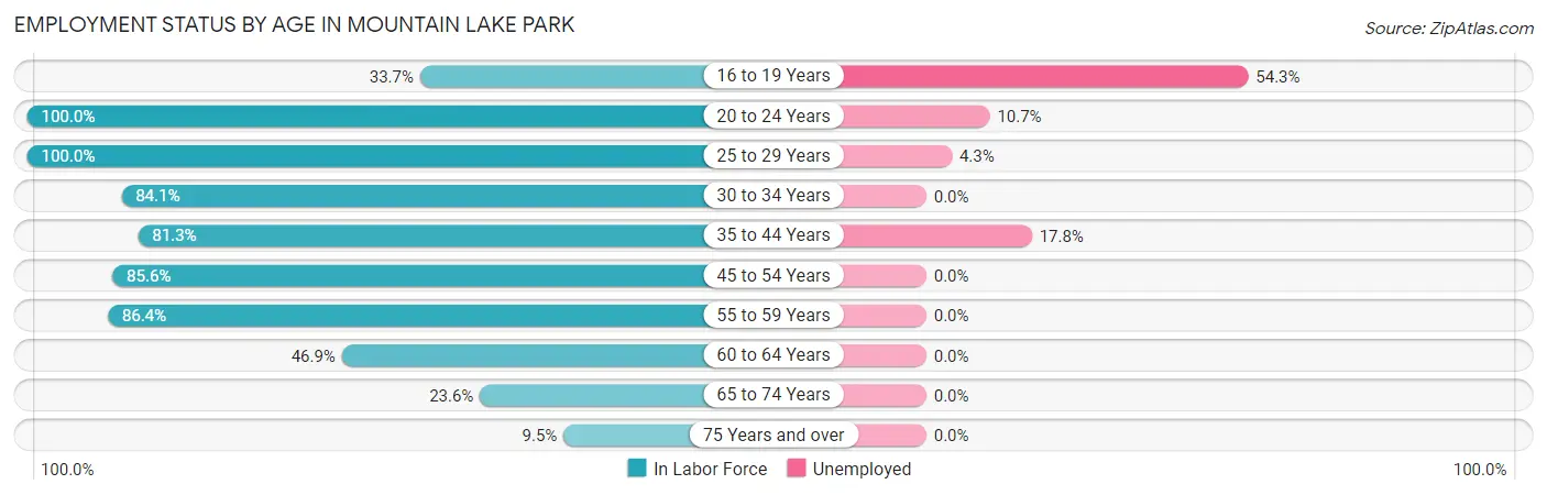 Employment Status by Age in Mountain Lake Park