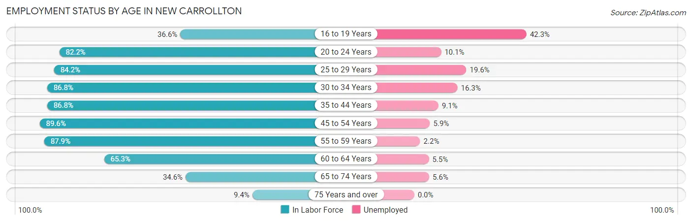 Employment Status by Age in New Carrollton