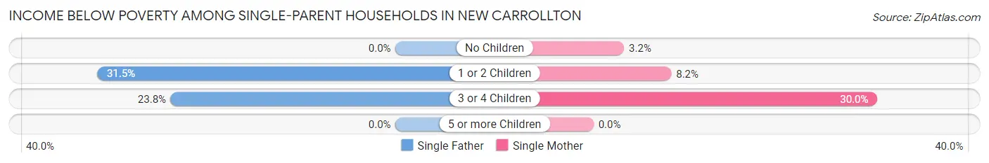 Income Below Poverty Among Single-Parent Households in New Carrollton